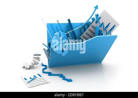 Business-Grafik und Tabelle im Ordner "" Stockfoto