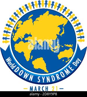 World Down Syndrom am 21. März mit gelb - blau Abbildung mit Kugelschild Stock Vektor