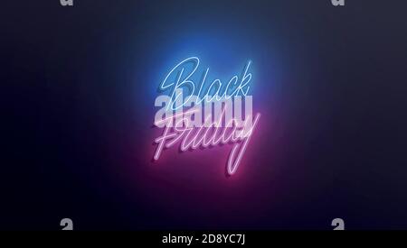 Black Friday Sale Neon. Banner mit schwarzem Friday Schriftzug Stock Vektor
