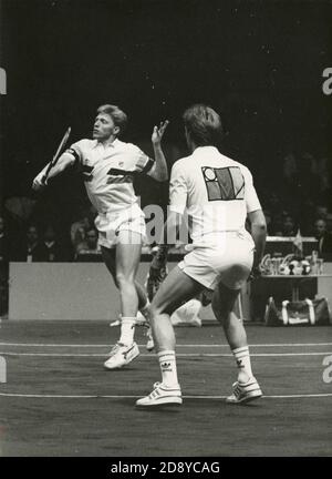 Deutsche Tennisspieler Boris Becker und Eric Jelen, 1980er Jahre Stockfoto