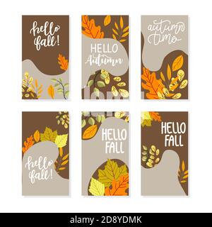 Social-Media-Status oder Story-Banner-Vorlage im abstrakten Herbst Oder Herbstmotiv Stock Vektor