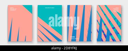 Moderne Cover Kollektion Design Vektor. Abstrakte Retro-Stil pastellrosa blau Linien Textur. Gestreifter Trendhintergrund. Futuristisches, geometrisches Streifenmuster Stock Vektor