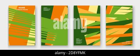 Moderne Cover-Kollektion Design-Vektor.Abstract Retro-Stil bunt grün gelb Linien Textur.Gestreift Trend Hintergrund.futuristische geometrische Streifen pa Stock Vektor