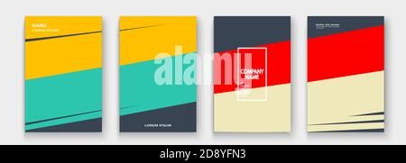 Moderne Cover Kollektion Design Vektor. Abstrakter Retro-Stil von bunten Neon-Linien Textur. Gestreifter Trendhintergrund. Futuristisches, geometrisches Streifenmuster Stock Vektor