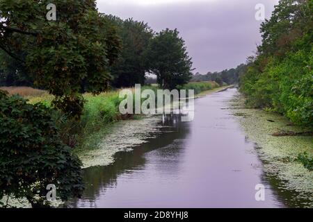 Spaziergang entlang des königlichen Militärkanals in Romney Marsh On Ein wolkiger Sommertag Stockfoto