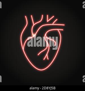 Neon Human Heart Ikone im Line Style Stock Vektor