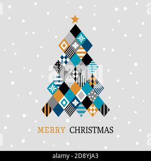 Frohe Weihnachten Grußkarte Illustration der abstrakten Muster machen Urlaub Kiefer Form. Stock Vektor