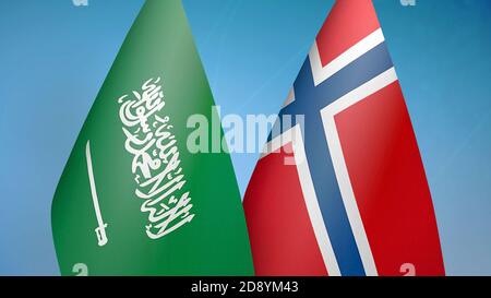 Saudi-Arabien und Norwegen zwei Flaggen Stockfoto