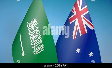 Saudi-Arabien und Australien zwei Flaggen Stockfoto