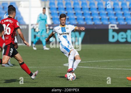 Leganes, Spanien. November 2020. Ruben Perez (Leganes) Fußball : Spanisches 'La Liga Smartbank' Spiel zwischen CD Leganes 1-0 CD Mirandes im Estadio Municipal de Butarque in Leganes, Spanien . Quelle: Mutsu Kawamori/AFLO/Alamy Live News Stockfoto