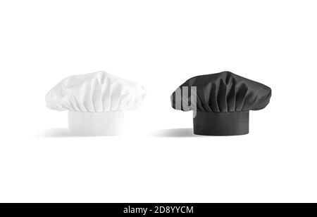 Blank schwarz und weiß toque Chef Hut mockup Stand, isoliert Stockfoto