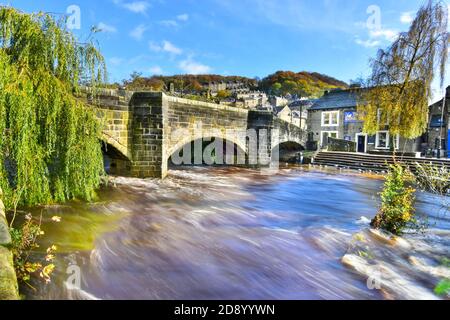 Alte Packesel Hebden Bridge, Wasser, Hebden Bridge, südlichen Pennines, Calderdale, West Yorkshire Stockfoto