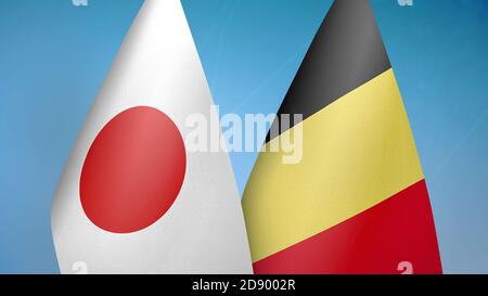 Japan und Belgien zwei Flaggen Stockfoto