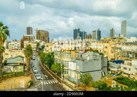 Luftaufnahme der Innenstadt Stadtszene von Tel aviv Stadt, Israel Stockfoto