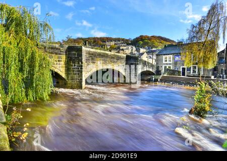 Alte Packesel Hebden Bridge, Wasser, Hebden Bridge, südlichen Pennines, Calderdale, West Yorkshire Stockfoto