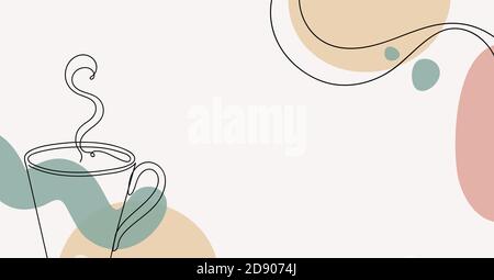 Banner mit einer Tasse im linearen Stil. Stock Vektor