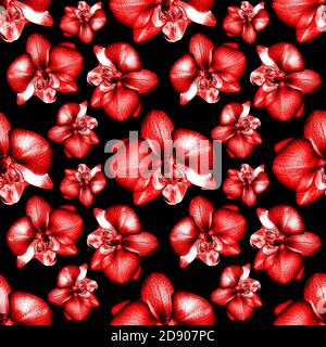 Nahtloses Orchideenmuster. Kann als Stoff, Tapete, Wrapper verwendet werden. Stockfoto