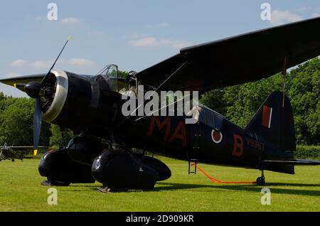 Westland Lysander IIa, V9552, G-AZWT, Shuttleworth Collection, Alter Aufseher, Stockfoto