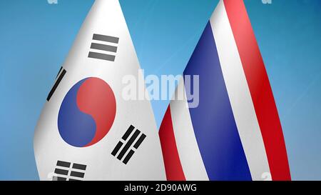 Südkorea und Thailand zwei Flaggen Stockfoto