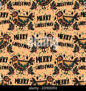 Nahtloses Muster Urlaub frohe weihnachten. Sketch Doodle trendy Stil. Stock Vektor