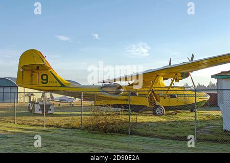 PBY 5A Catalina Canso Registration C-CNJB RCAF9815 wird in Nanaimo Vancouver Island Kanada restauriert. Stockfoto