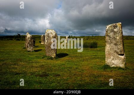 Teil eines der 'Hurlers' Stone Circles, Minions, Cornwall, England, UK. Stockfoto