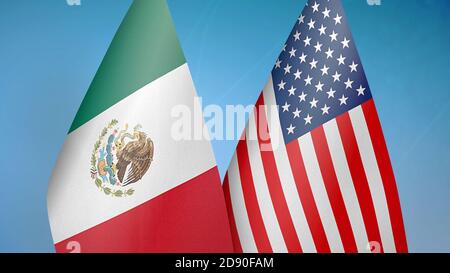 Mexiko und die Vereinigten Staaten zwei Flaggen Stockfoto