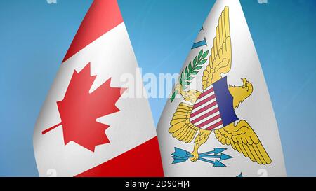 Kanada und Jungferninseln USA zwei Flaggen Stockfoto