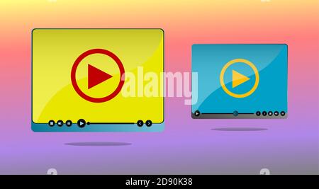 Moderne Multimedia-Player Social Media Vorlage. Media Player-Vorlage. Video-Player-Schnittstelle. Media Player-Modell Stockfoto