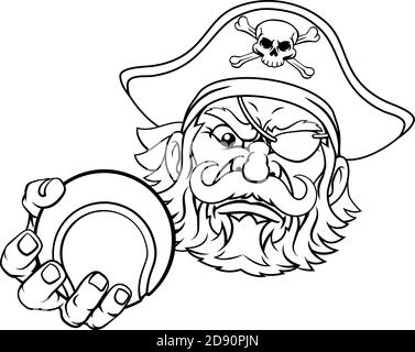 Pirate Tennis Ball Sport Maskottchen Cartoon Stock Vektor