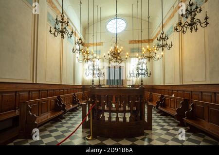 Sinagoga di Pitigliano, tempio ebraicoIn Pitigliano gab es schon immer ein jüdisches Ghetto. Das brachte ihm den Namen des kleinen Jerusalem ein. Stockfoto