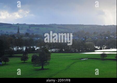 River Ure Überfluss in Masham North Yorkshire England Großbritannien Stockfoto