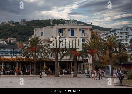 Montenegro, 19. Sep 2019: Blick auf das Hotel Mogren in Budva Stockfoto