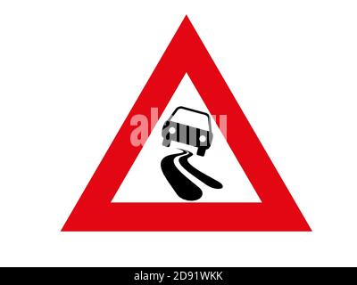 Achtung - Gefahr des Verrutschens Vektor Warnschild isoliert Stockfoto