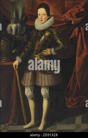 Justus Sustermans (Atelier) - Porträt des jungen Ferdinand II. De' Medici (1610-1670), Großherzog der Toskana, in Rüstung. Stockfoto
