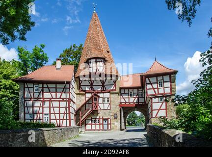 Iphofen liegt im Landkreis Kitzingen in Bayern im Regierungsbezirk Unterfranken. Es liegt 9 km südöstlich von Kitzingen Stockfoto