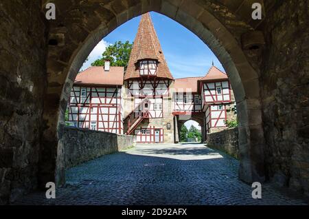 Iphofen liegt im Landkreis Kitzingen in Bayern im Regierungsbezirk Unterfranken. Es liegt 9 km südöstlich von Kitzingen Stockfoto