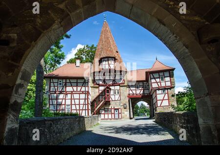 Iphofen liegt im Landkreis Kitzingen in Bayern im Regierungsbezirk Unterfranken. Es liegt 9 km südöstlich von Kitzingen Stockfoto