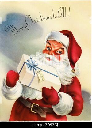 Weihnachtskarte im alten Stil mit Weihnachtsmann, viktorianischer Stil Stockfoto