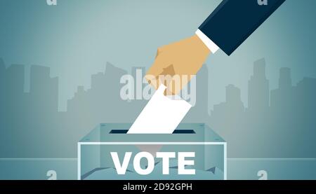 Abstimmung und Wahlkonzept. Die richtige Entscheidung treffen Stockfoto