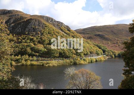In der Nähe von Tynllidiart, Garreg DDU Reservoir Wanderweg, Elan Valley, Rhayader, Radnorshire, Powys, Wales, Großbritannien, Großbritannien, Großbritannien, Großbritannien, Europa Stockfoto
