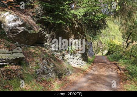 In der Nähe von Tynllidiart, Garreg DDU Reservoir Wanderweg, Elan Valley, Rhayader, Radnorshire, Powys, Wales, Großbritannien, Großbritannien, Großbritannien, Großbritannien, Europa Stockfoto