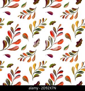 Aquarell handgezeichnete Herbst Baum Zweige nahtlose Muster. Blumenhintergrund. Botanik-Illustration. Design für Abdeckungen, Verpackung, Textil, Verpackung Stockfoto