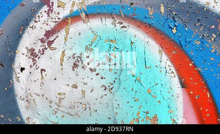Mehrfarbig bemalte Wand. Abstrakte Details Stockfoto