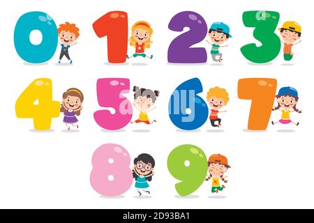 Konzept Der Bunten Cartoon-Zahlen Stock Vektor