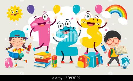 Konzept Der Bunten Cartoon-Zahlen Stock Vektor