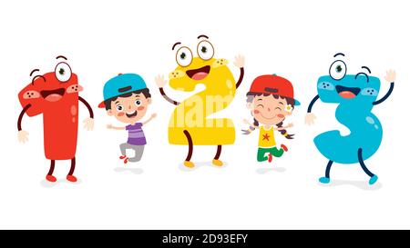 Konzept Der Bunten Cartoon-Zahlen Stock Vektor