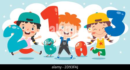 Konzept Der Bunten Cartoon-Zahlen Stock Vektor