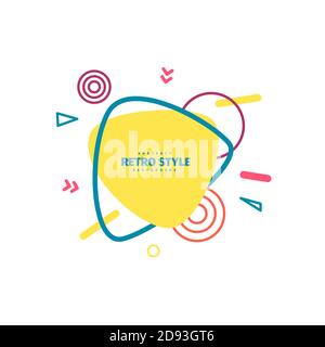 Abstrakter Hintergrund mit geometrischen Formen in Papierschnitt Kunst. Memphis Stil Musik Cover 80er 90er Jahre. Kreative Retro-Elemente mit gelber Dreiecksform Stock Vektor