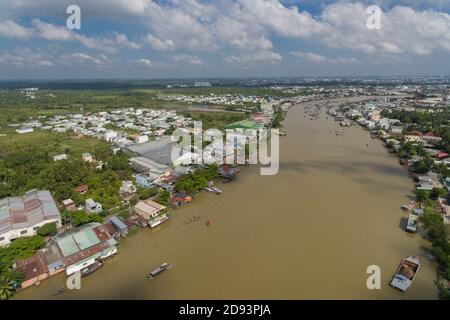 Can Tho viertgrößte Stadt in Vietnam, größte Stadt im Mekong-Flussdelta in Asien Luftdrohne Foto Ansicht Stockfoto